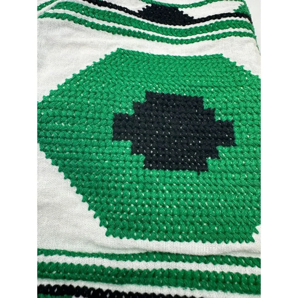 Zara Cropped Tank Top Sz 36 Geometric Tribal Hand-Woven Pattern Embroidery EUC